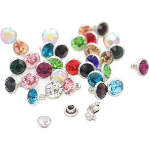 100sets Mix Color 6mm/8mm Crystals Rhinestone Rivets Diamond Studs For Leathercraft DIY Rivets for leather