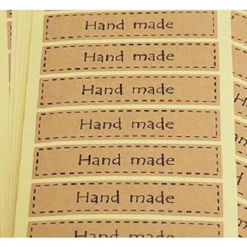 1800 pcs/lot Kraft paper square handmade letter packaging label Adhesive Sticker(dd-6146)