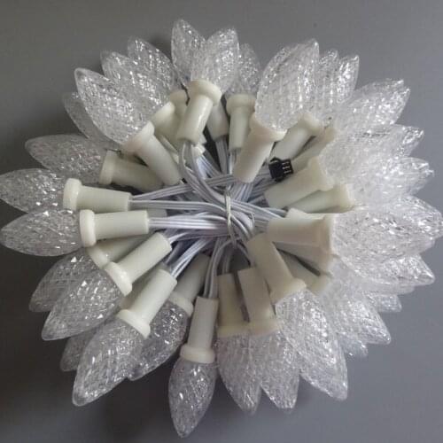 50nodes addressable RGB C7 DC12V WS2811 LED Christmas pixel string light;6inches(15cm) wire spacing;all WHITE wire;IP68