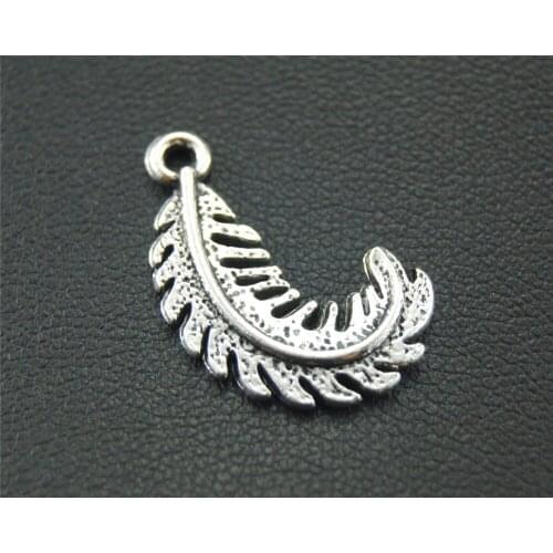 8pcs Silver Color Curved Feather Charm Jewelry Making DIY Handmade Craft 24x14mm A1825