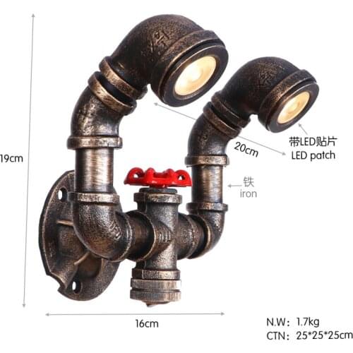 American Retro Industrial Wind LED Bedside Wall Lamp Decoration Wrought Iron Bedroom / Living Room / Aisle / Bar / Cafe