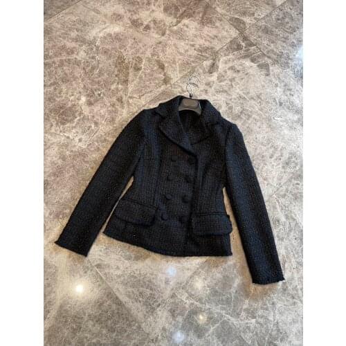 High 2021 new ladies quality fashion long sleeve lapel solid color double breasted blazer 1224