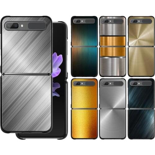 Case For Samsung Galaxy Z Flip3 z flip 3 5G PC Cases for Samsung Z Flip Cover Black Shell Hard Fundas Dark Brushed Metal Texture