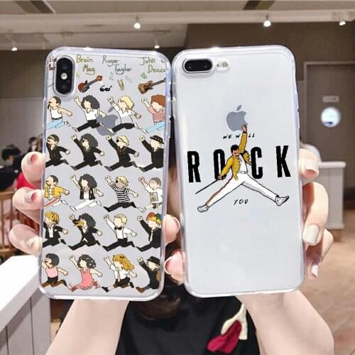 Queen Band Freddie Mercury Phone Case For iphone 5 5s se 2 6 6s 7 8 12 mini plus X XS XR 11 PRO MAX transparent fashion Etui 3D