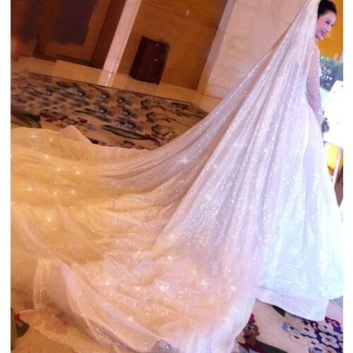 2021 New Luxury Sparkle Cathedral Wedding Veils Long 3 to 5 Meters Shiny Sparkling Bridal Veil With Comb Bride Accessories