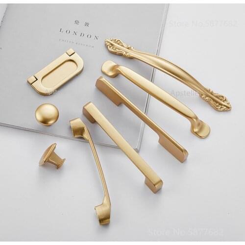 Kitchen Cupboard Hardware European Fashion Aluminum Dresser Wardrobe Pull Cabinet Drawer Knob Gold Square U Type