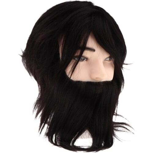 20cm Male Mannequin Head with Beard, Cosmetology Mannequin Training Head (black)