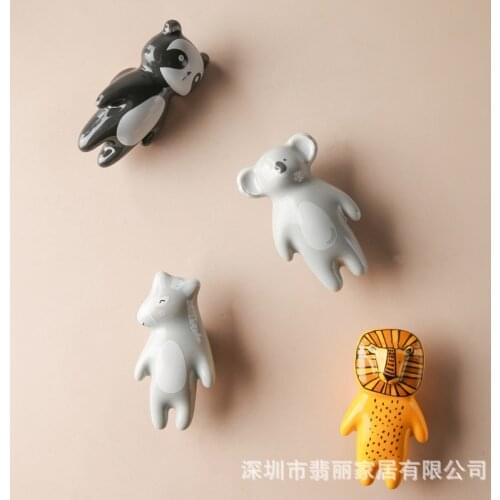 Ceramic Carton Knob Panda Fox Koala Donkey Shaped Children Room Hardware Museum Cabinet Knobs Drawer Knobs Cupboard Handle