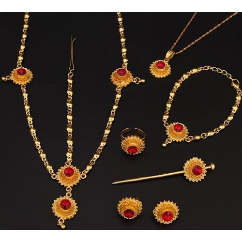 Ethiopian Gold Color Jewelry Fashion Eritrea Habesha Africa Women Wedding Jewelry Set