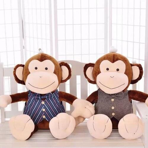 Valentines Day gentle dress cloth brown monkey plush toy, throw pillow ,birthday gift w5258