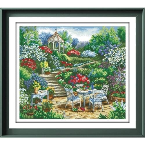 Flower garden counted cross-stitch kit flower embroidery needlework 18ct 14ct 11ct white cloth DIY handmade