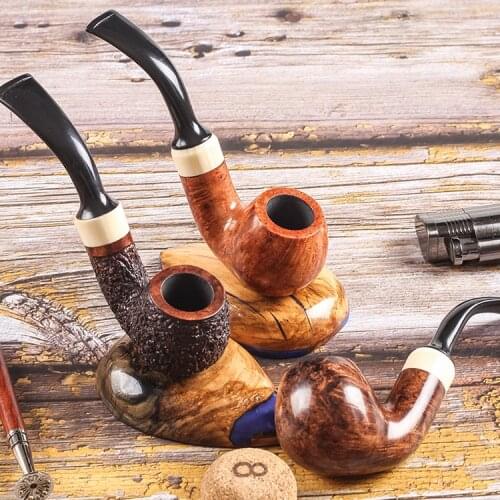 Luxury New Smoking Filter Tobacco Pipe Carven Smoking Pipe Carved Briar Wood Pipe With Food Grade Acrylic Mouthpiece