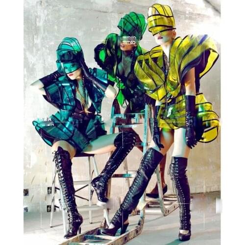 Future technology clothing gogo colourful DS show transparent performance costume bar stage show wear