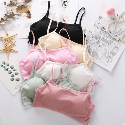 Young Girls Solid Bra Soft Cotton Bra Puberty Teenage Breathable Underwear Kid Cloth Dropshipping
