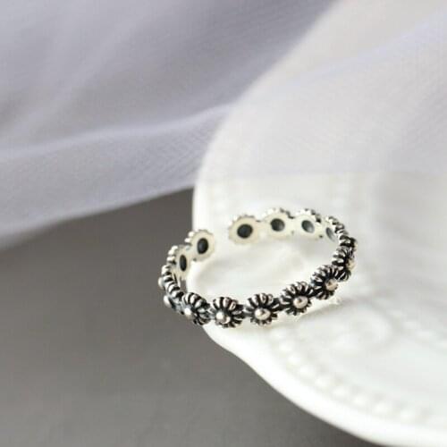 Authentic 925 Sterling Silver Vintage Decorative Rings Handmade Fine Jewelry Creative Minimalist Design Open Adjustable Rings