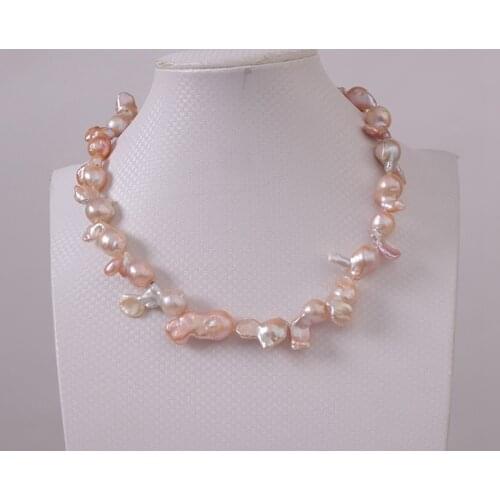 [YS] Baroque Pearl Necklace Pink Cultured Baroque Irregular Pearl Freshwater Pearls Choker Necklace Jewelry