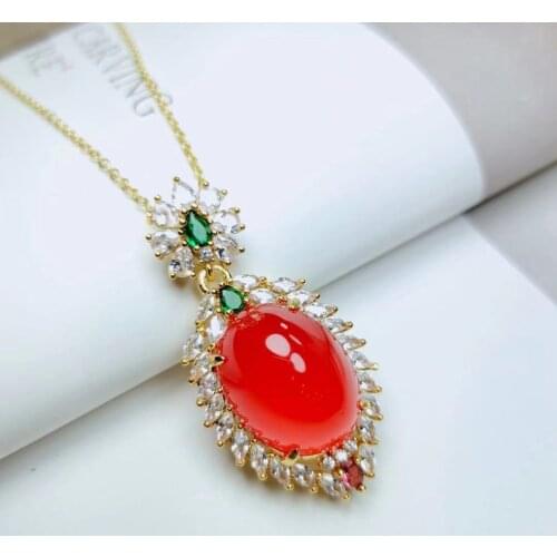 Natural ice carnelian pendant necklace