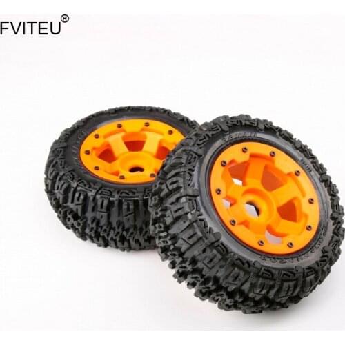 FVITEU Complete Rubber Rear Knobby Wheel Tires kits with Nylon Wheel Hub for 1/5 HPI BAJA 5T Rovan King Motor
