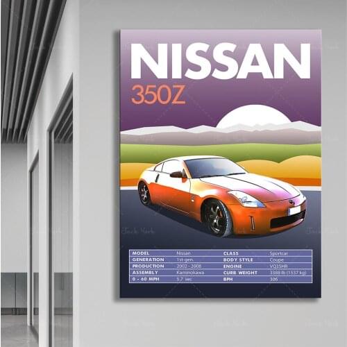 Retro Vintage Classic Car Poster Nissan 350Z