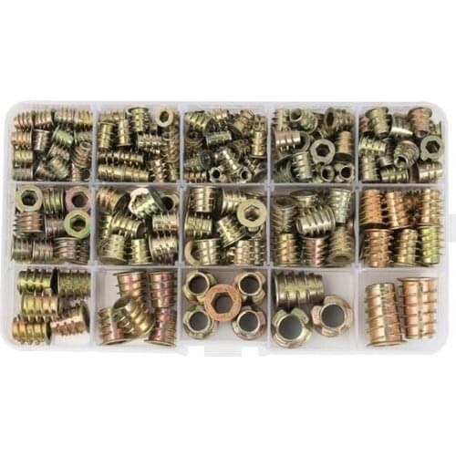 230Pcs Threaded Inserts Nuts Wood Insert Assortment Tool Kit M4/M5/M6/M8 Furniture Screw Inserts Bolt Fastener