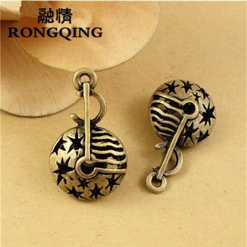 RONGQING 17*28MM Antique Bronze Note Pendants 20pcs/lot Hollow Star Handmade Jewelry Accessories