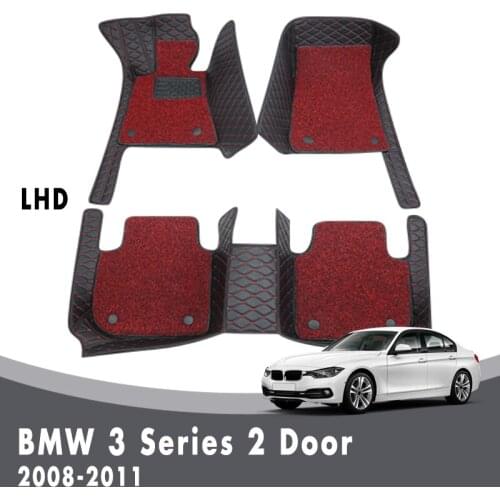 Luxury Car Floor Mats For BMW 3 Series 2 Door 2011 2010 2009 2008 Double Layer Wire Loop Custom Carpets Interior Accessories