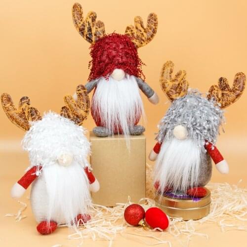 Natal Faceless Doll Rudolph Christmas Decoration For Home Antlers Old Man Doll Home Layout Navidad 2022 Christmas Elf Doll