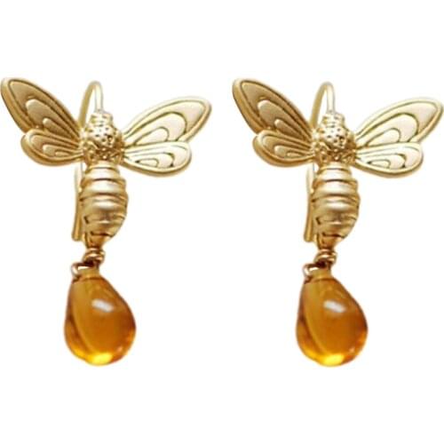 Drop Stud Earrings Women Small Bee Earring Dangle Ladies Pendant Insect Wedding Girls Gold Color Korean Trendy Metal Oorbellen