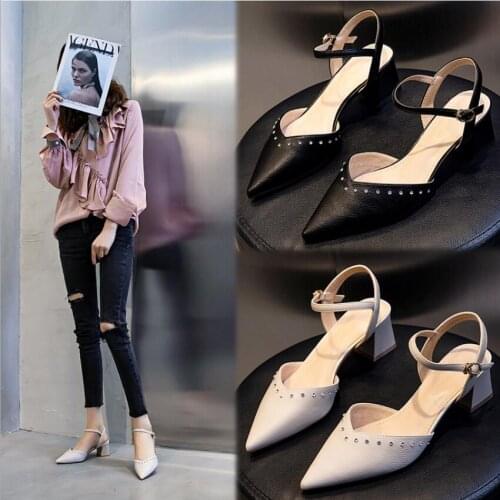 Spring Summer 2021 New Fashion Sandals Female Pointed Buckle Casual Womens Shoes Sports Thick Heel Shoes Women Sandals