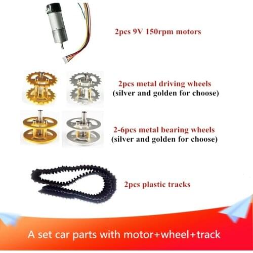 Smart RC Tank Chassis Car Accessories A Set Plastic Tank Track+Metal Driving Wheel+Bearing Wheel+Motor RC Toy Parts for Maker