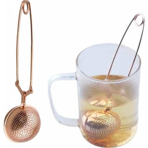 New Tea Infuser Stainless Steel Reusable Ball Shape Tea Strainer Coffee Herb Spice Filter Diffuser Handle Metal Mesh Tea Filter