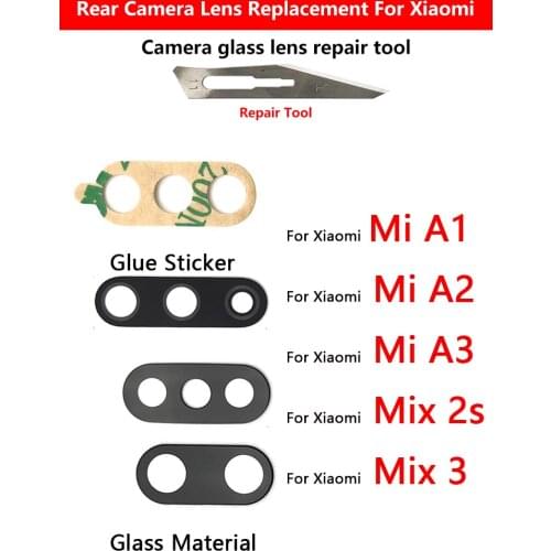 2Pcs,Back Camera Glass Lens Rear Camera Glass Glue For Xiaomi Mi A1 A2 A3 8 9 Lite 5X 6X Max 3 Mix 2s 8 8 SE 9 9 SE 9T