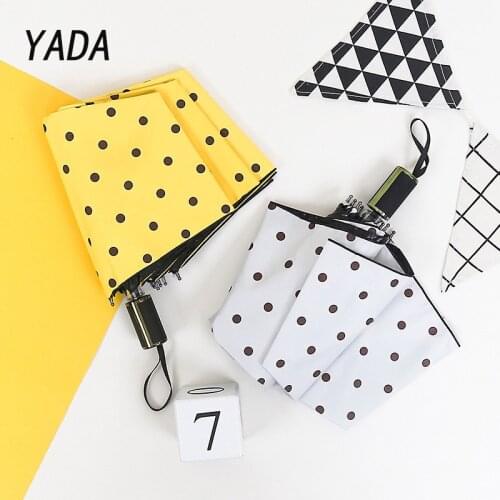 YADA INS High Quality Retro Dots Umbrella Charms Fold Women UV 3-Folding Umbrella Parasol Rain&Sun Rainproof Umbrellas YS200031