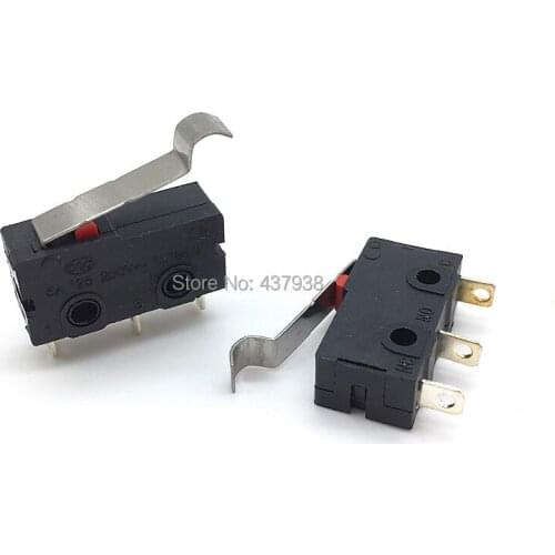 10pcs Limited Switch 3 Pin NO NC 5A 250VAC Micro Switch KW12 ARC Lever Handle Length 21mm