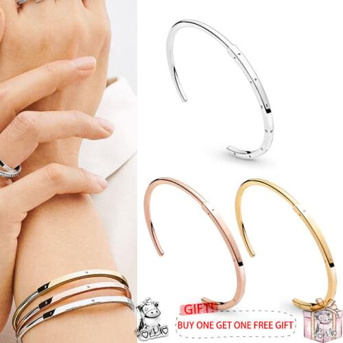 100% S925 Silver New Classic C-style PAN Bracelet Suitable For Womens Festival Wedding Original Gift Diy Jewelry