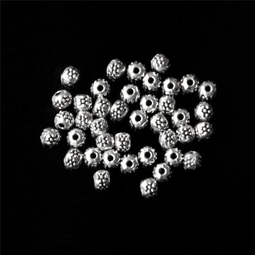 100Pcs Tibetan Silver Round Spacer Beads 4mm Jewelry Making Accessories Charm Loose Beads DIY Handmade Necklace Bracelet