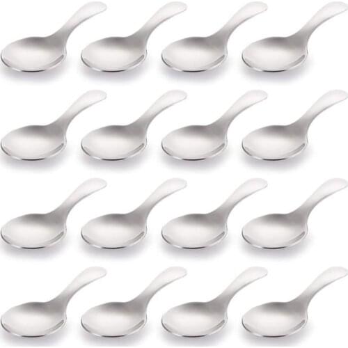 16 Pack Short Handle Spoons Mini Salt Spoons,Stainless Steel Condiments Spoon,Round Dessert Spoons for Salt,Tea,Coffee