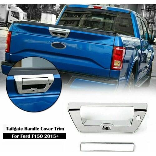 2X Chrome Tailgate Door Handle Cover Tailgate Trim Decor Bezel for Ford F150 F-150 2015-2019