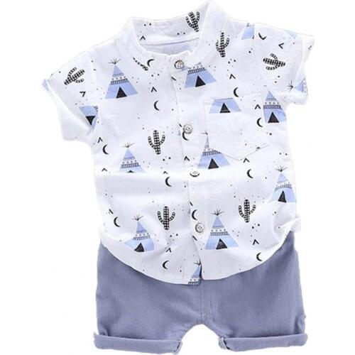 2Pcs/Set Toddlers Cardigan Kit Cartoon Cactus Pattern All-match Breathable Baby Tops Shorts Suit for Casual