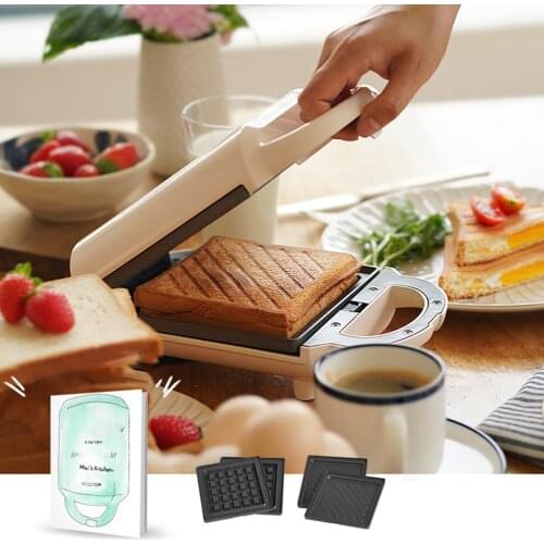 2-in-1 Sandwich Maker 650W Waffle Maker for Breakfast Grilled Cheese Egg & Steak