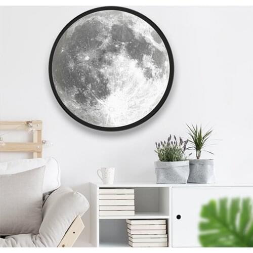20/25cm Moon Mirror Lamp Round Moonlight Wall Decor Bedside Lamp Bedroom Home Room 3D Wall Decoration Makeup Mirror Night Light