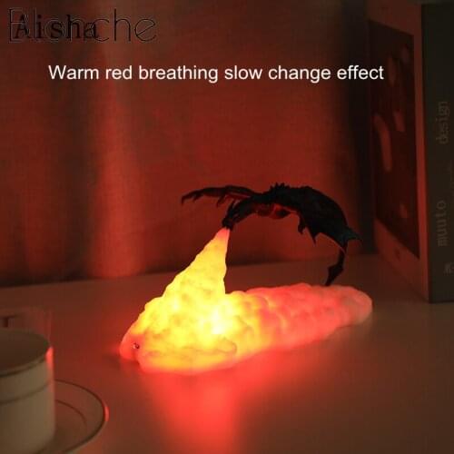 3D Print LED Fire Dragon Ice Dragon Lamps Night Light Rechargeable Soft Light for Bedroom Living Room Camping Hiking Home Decor