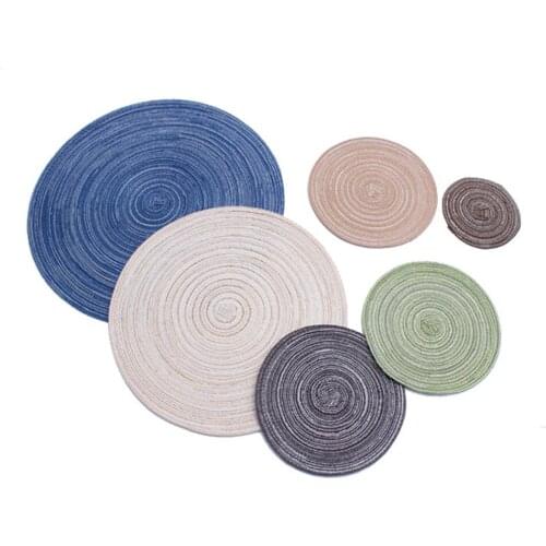 4pcs/set Round Placemats Waterproof Dining Table Mats Non-Slip Tableware Bowl Pads Drink Cup Coasters Kitchen Party Supplies
