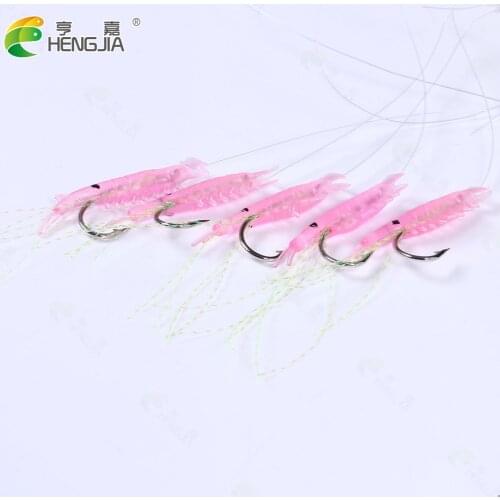 5pcs/lot Shrimp Soft Lure 3cm/9g Fishing Artificial Bait With Glow Hook Swivels Anzois Para Pesca Pink Fishing Lure
