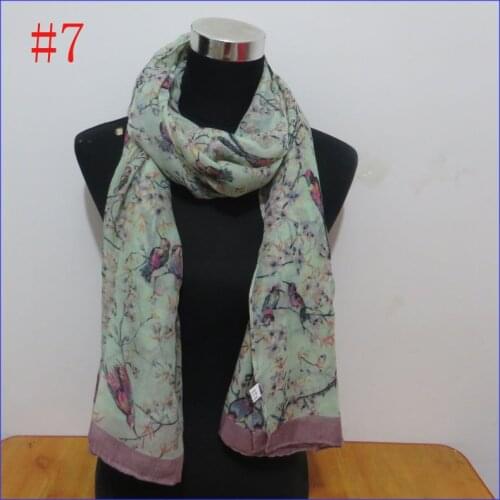 8 colors New design Bird and Tree Branch Floral Pattern scarf Women/men Viscose scarf shawl Long Scarf and Shawl