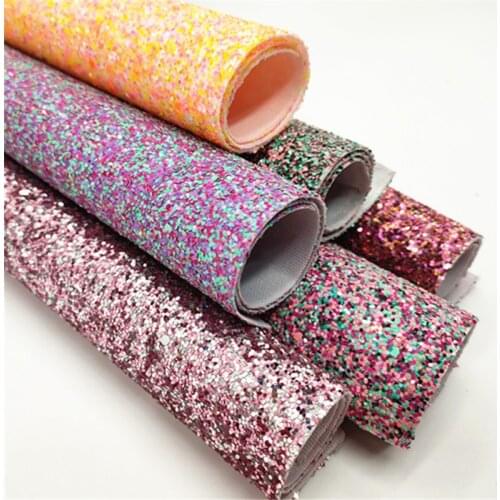 A4 size 20*33cm Glitter Leather Sheets Chunky solid Glitter Faux Leather hair bow DIY 1498