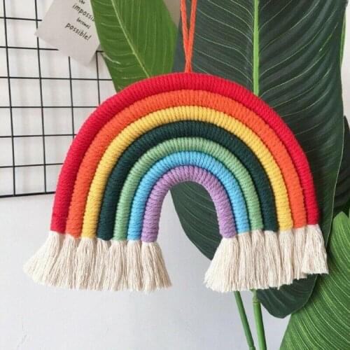 Home Wall Door Hanging Decoration Accessories Rainbow Handmade Woven Ornament Nordic Kid Room Wall Hanging Decoration Ornament