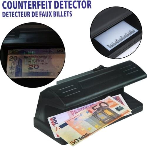 Alloet UV Light Practical Counterfeit Bill Currency Fake Money Detector Checker EU Plug Black Color Money Counter Machine