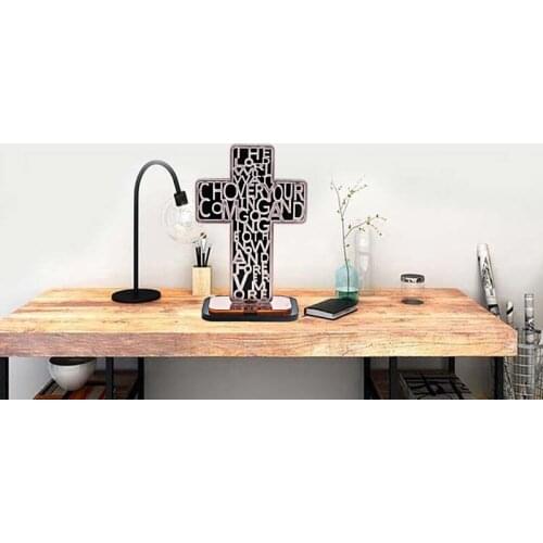 B0KB Acrylic Religious Scripture Cross Christ Catholic Bible Church Prayer Antique Home Chapel Decoration Religious Articles