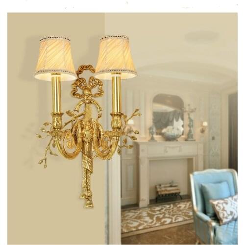 Free Shipping W34cm H48cm European-Style Wall Lamp Solid Brass E14 LED Decorative Light Stair Light Balcony Wall Light Lamparas